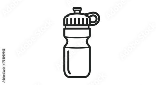 Simple black outline icon of a sports water bottle with a cap and handle.