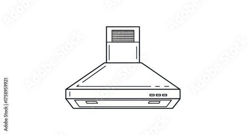 Kitchen Range Hood Illustration with Ventilation and Lighting.