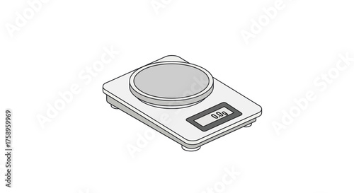 Digital kitchen scale with a circular weighing platform and LCD display.