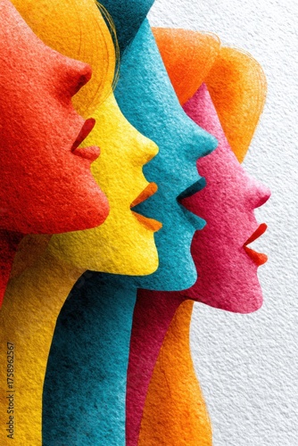 Colorful silhouettes of women showcasing diversity and empowerment in modern art expression