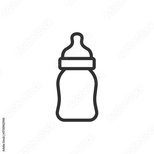 Baby bottle, linear icon. Infant feeding and childcare concept. Line with editable stroke.