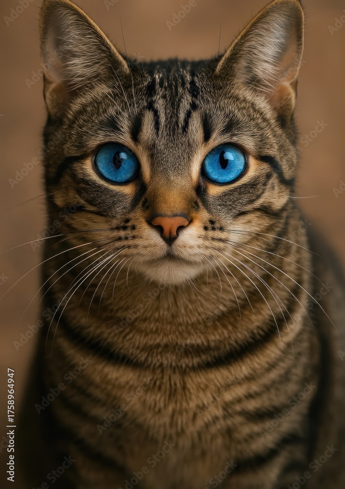 Fototapeta premium Blue-eyed tabby cat portrait