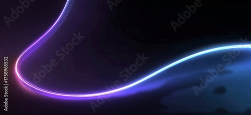 Colorful Curved Lines Create an Abstract Design in Dark Background at Night