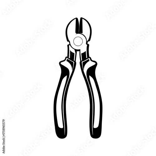 Wire Cutter Vector Illustration in Black and White