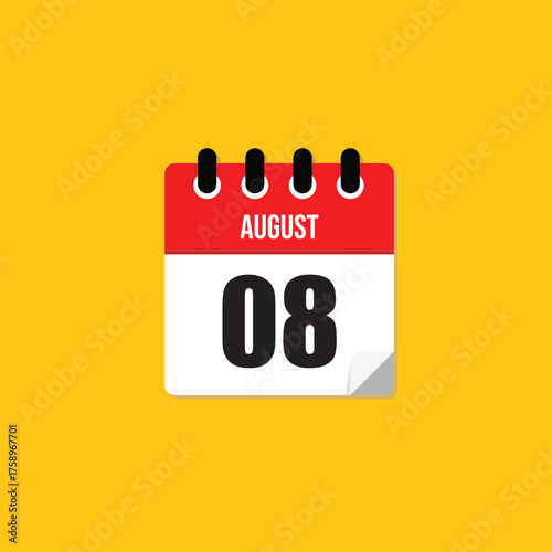 Calendar Page Showing August 08