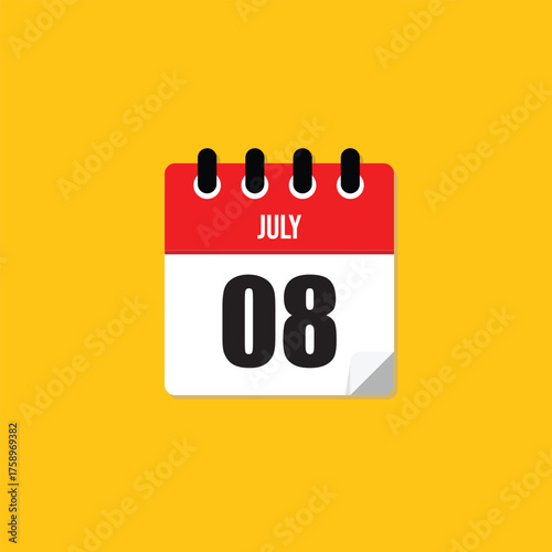 July 8th Daily Calendar Icon