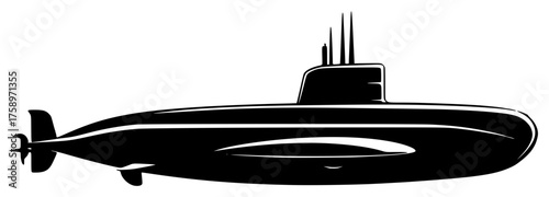a black silhouette of a submarine on a white background, black, ship, silhouette, submarine 