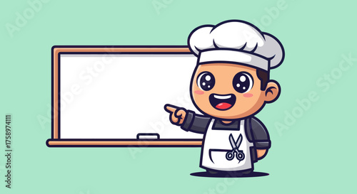 Cartoon chef with whiteboard