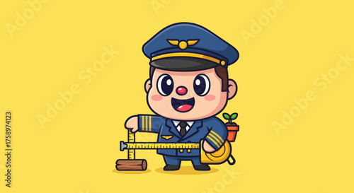 Cartoon pilot measuring wood (1)