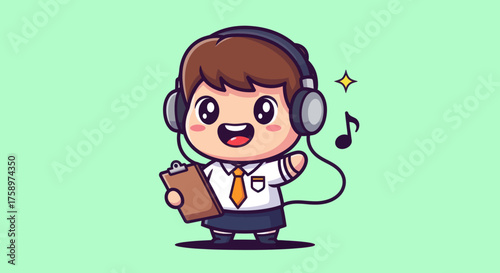 Cartoon artist studying in an apron
