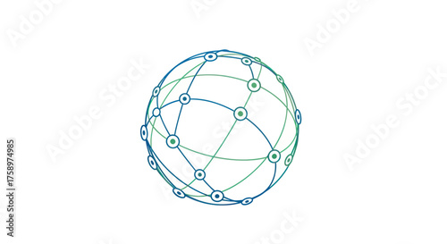 Abstract Digital Globe with Connected Nodes and Lines.