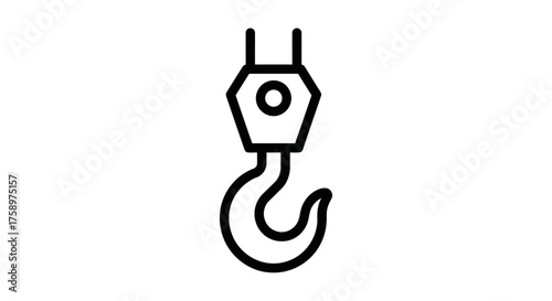Industrial Crane Hook Icon for Lifting and Heavy Duty Operations.