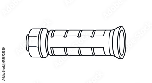 Detailed Line Drawing of a Plumbing Pipe Fitting Connector.