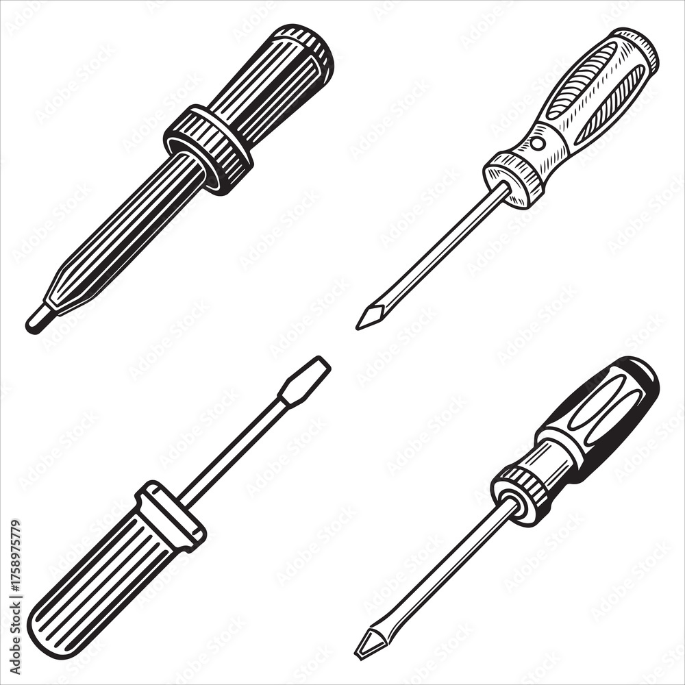 Fototapeta premium screwdriver set vector with a white background