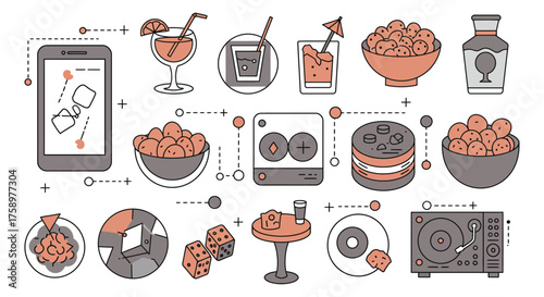 mixology infographic showcasing cocktails and drinks perfect for bar menus and illustrating nightlife beverage trends and social gatherings