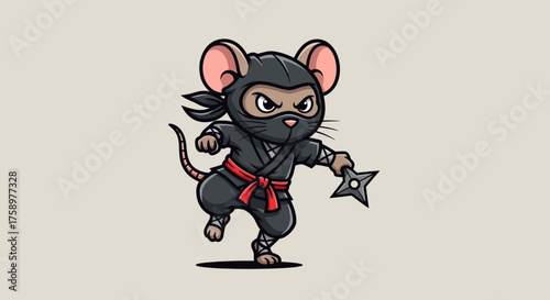 Ninja mouse wielding a throwing star poised for action in the shadows embodying stealth and agility perfect for a gaming blog or mascot.