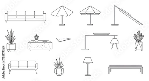 furniture arrangement living room layout with sofas plants and lamps creating a modern cozy interior for relaxation and social gatherings