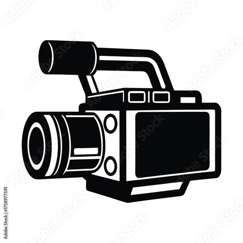 Vector illustration of vintage video camera, Flat design style isolated on white background.
