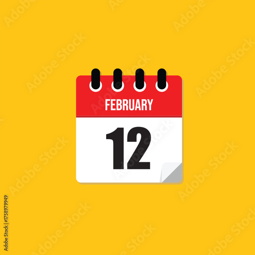 February 12 Calendar Date Icon