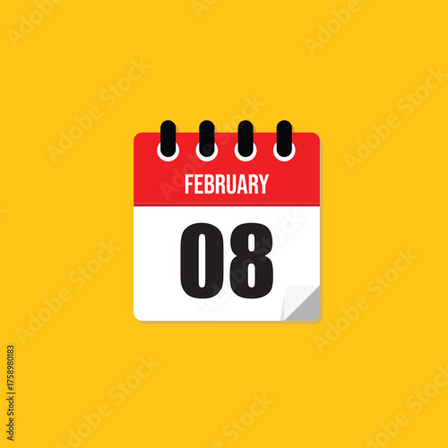 February 8 Calendar Date Icon