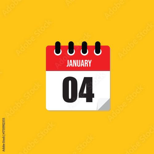 January 4th Calendar Date Icon