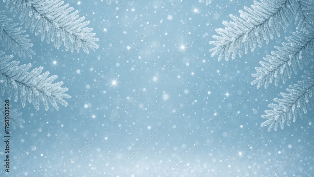 Obraz premium Frosty pine branches wintery desktop wallpaper