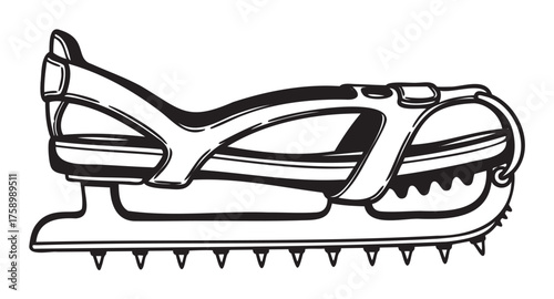 Black outline vector icon of a vintage horse harnessed snow skate. simple linear design suitable for winter and vintage sports concepts.