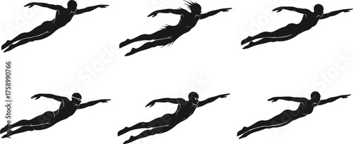 flying, swimming, athlete, fitness, workout, exercise, training, posture, technique, silhouette, motion, health, dynamic, superhero, movement, flying pose, swimming motion, athlete figure