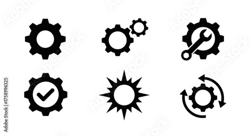 Streamline your workflow with these adaptable gear icons for engineering, automation and system integrations