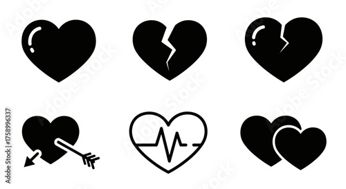 Expressive heart vector set for Valentine's Day designs showcases love, loss, and connection with modern appeal