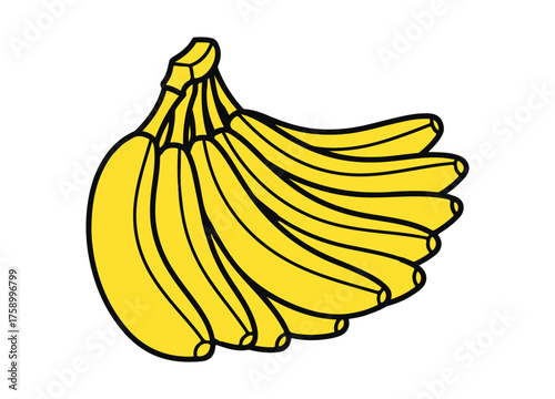 Bunch of ripe yellow bananas isolated on a white background healthy food illustration