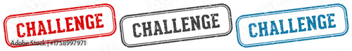 challenge stamp. challenge rectangular stamp set isolated on white background