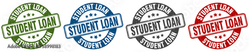 student loan stamp. student loan round stamp set isolated on white background