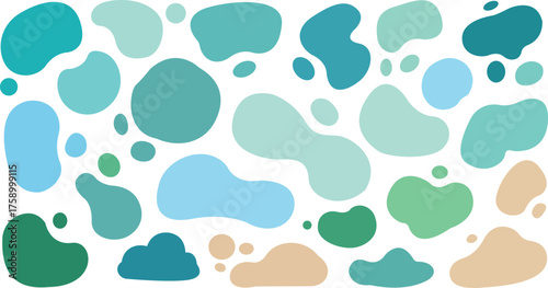 Soft Pastel Abstract Pattern – Fluid Organic Blobs in Green and Lavender, Minimal Seamless Decorative Background