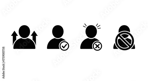 Manage user access with these vector icons representing promote, allow, restrict and deny