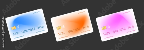 Three sleek, modern payment cards with unique colorful patterns