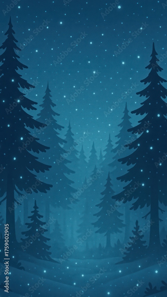 Obraz premium Serene snowy forest nightscape mobile wallpaper