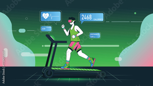 Virtual Reality Fitness Training on Treadmill with Smart Health Tracking.