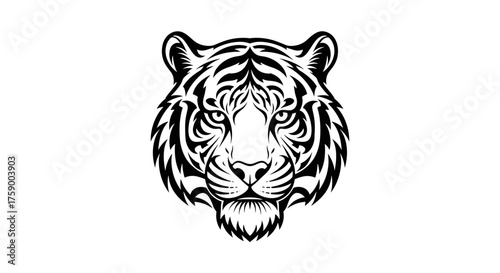 Illustration of a tiger head black and white vector drawing tattoo design graphic animal wildlife predator cat art