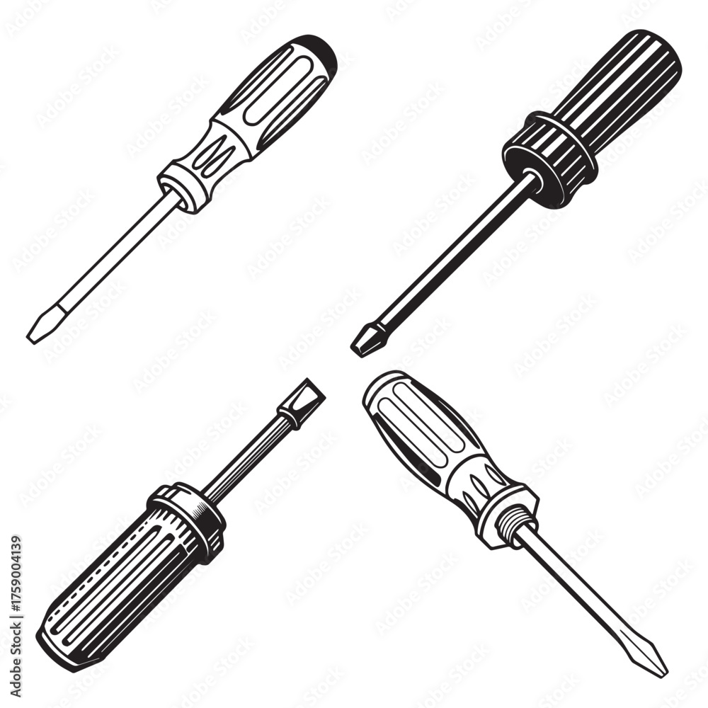 Fototapeta premium screwdriver set line art design