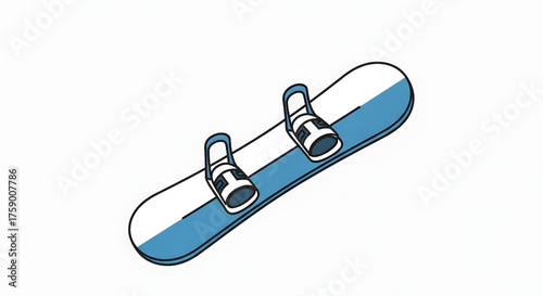 Minimalist flat design icon of a snowboard with bindings