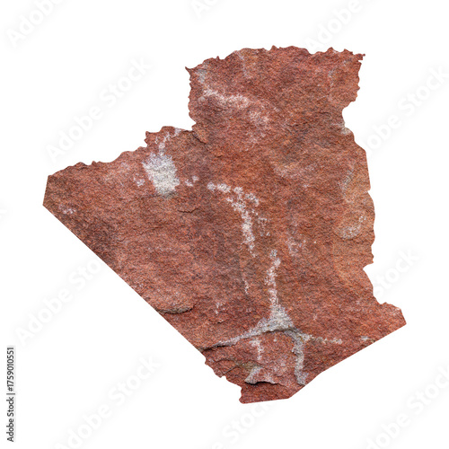 map of Algeria on red stone surface