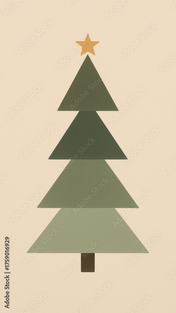 Fototapeta premium Minimalist geometric Christmas tree mobile wallpaper