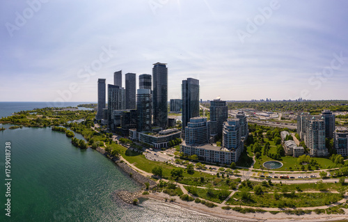 Photography Aerial view of Mimico’s waterfront epic cityscape