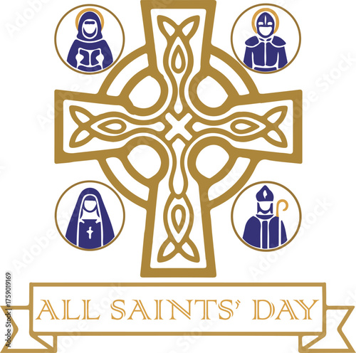 All saints' day religious holiday graphic. All saints' day vector design