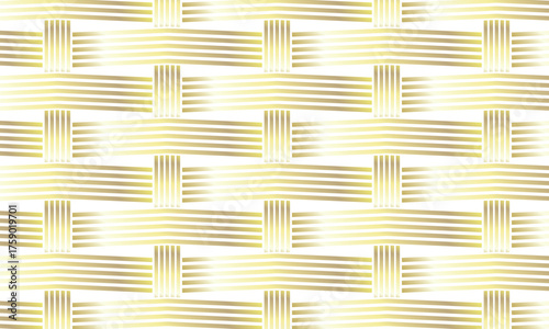 中央が尖った金色に輝く細い線の束の編み込み模様