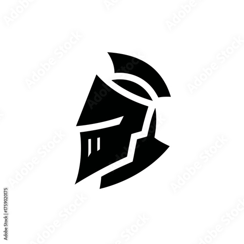 Knight helmet silhouette emblem for medieval warfare design