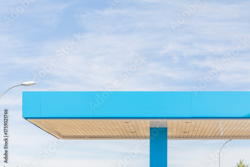 Billede på lærred Mockup of a canopy marquee at a service station and refuelling station, perfect for graphic design mock-ups