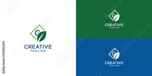 Leaf and initial letter G logo design