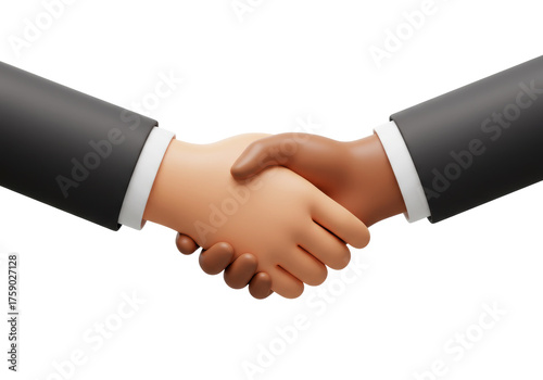 Diverse handshake PNG isolated on transparent background, business agreement and partnership concept Cartoon style hands in suit shaking for cooperation